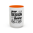 Customizable Accent Coffee Mug 11oz and 15oz Colored Interior Handle