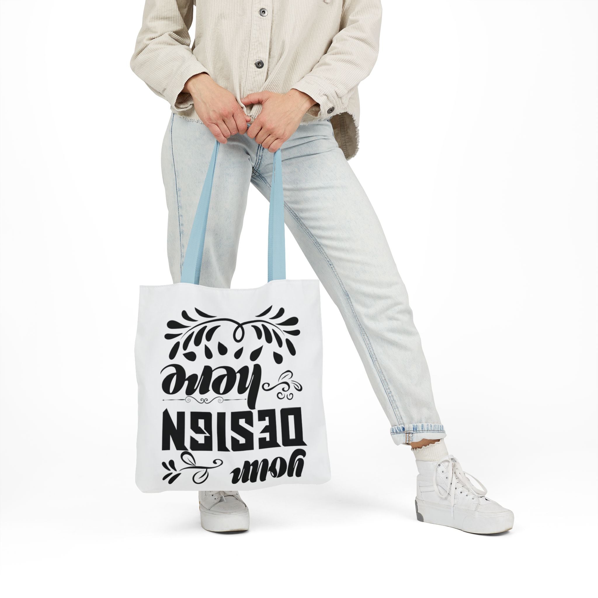 Customizable Canvas Tote Bag With 5 Color Strap Options All Over Print