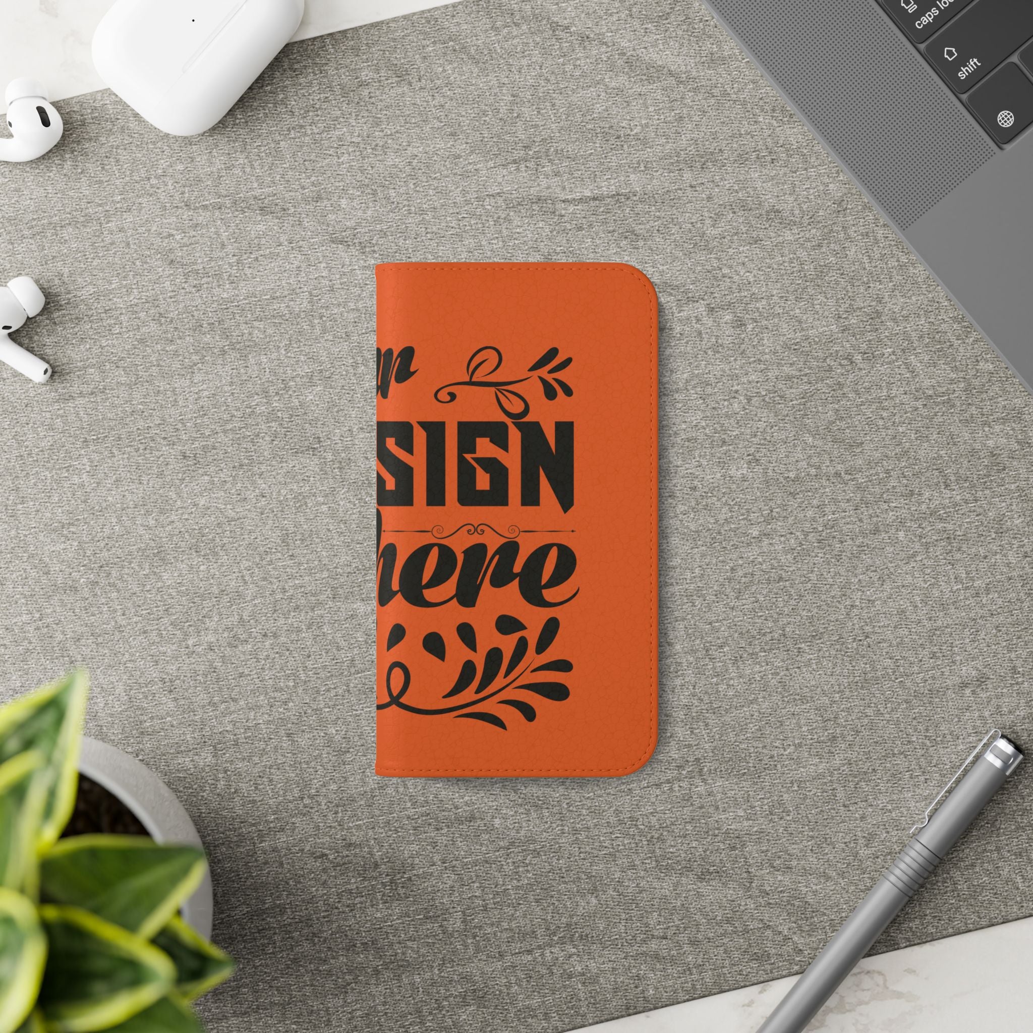 Customizable Flip Folio Phone Case With Card Slots Stand And Elastic Strap