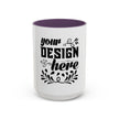 Customizable Accent Coffee Mug 11oz and 15oz Colored Interior Handle