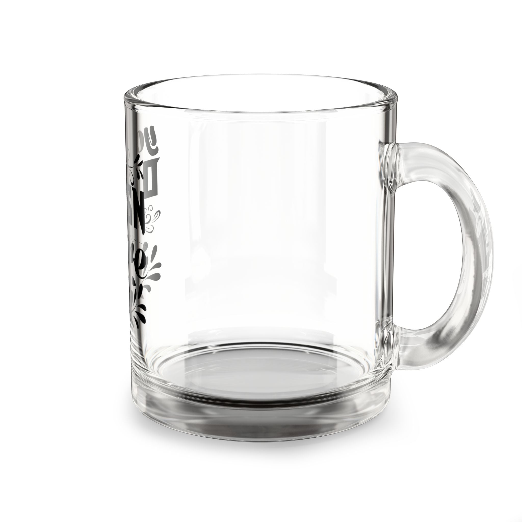 Customizable 10oz Clear Glass Mug with C Shaped Handle Heat Resistant