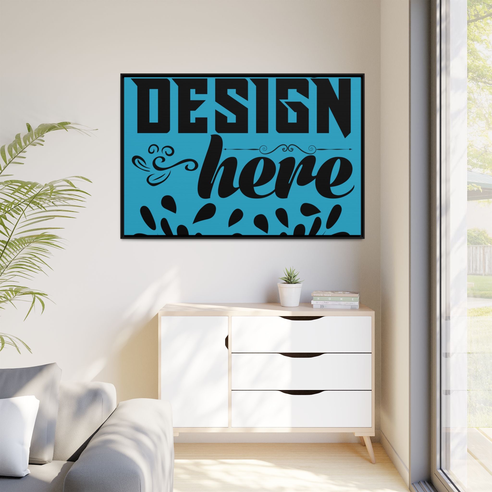 Customizable Framed Matte Canvas Print with Pinewood Frame Sawtooth Hanger