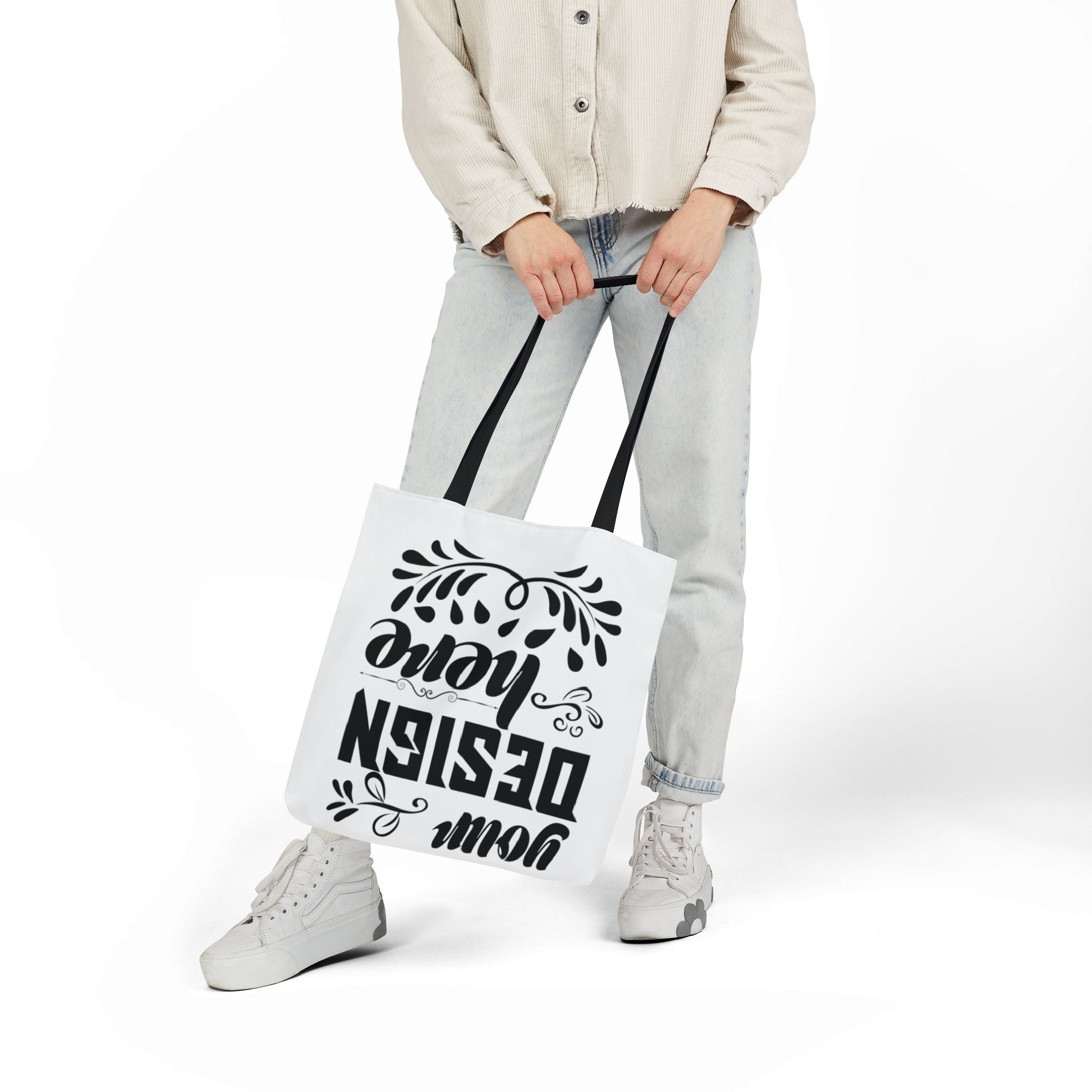 Customizable Canvas Tote Bag With 5 Color Strap Options All Over Print