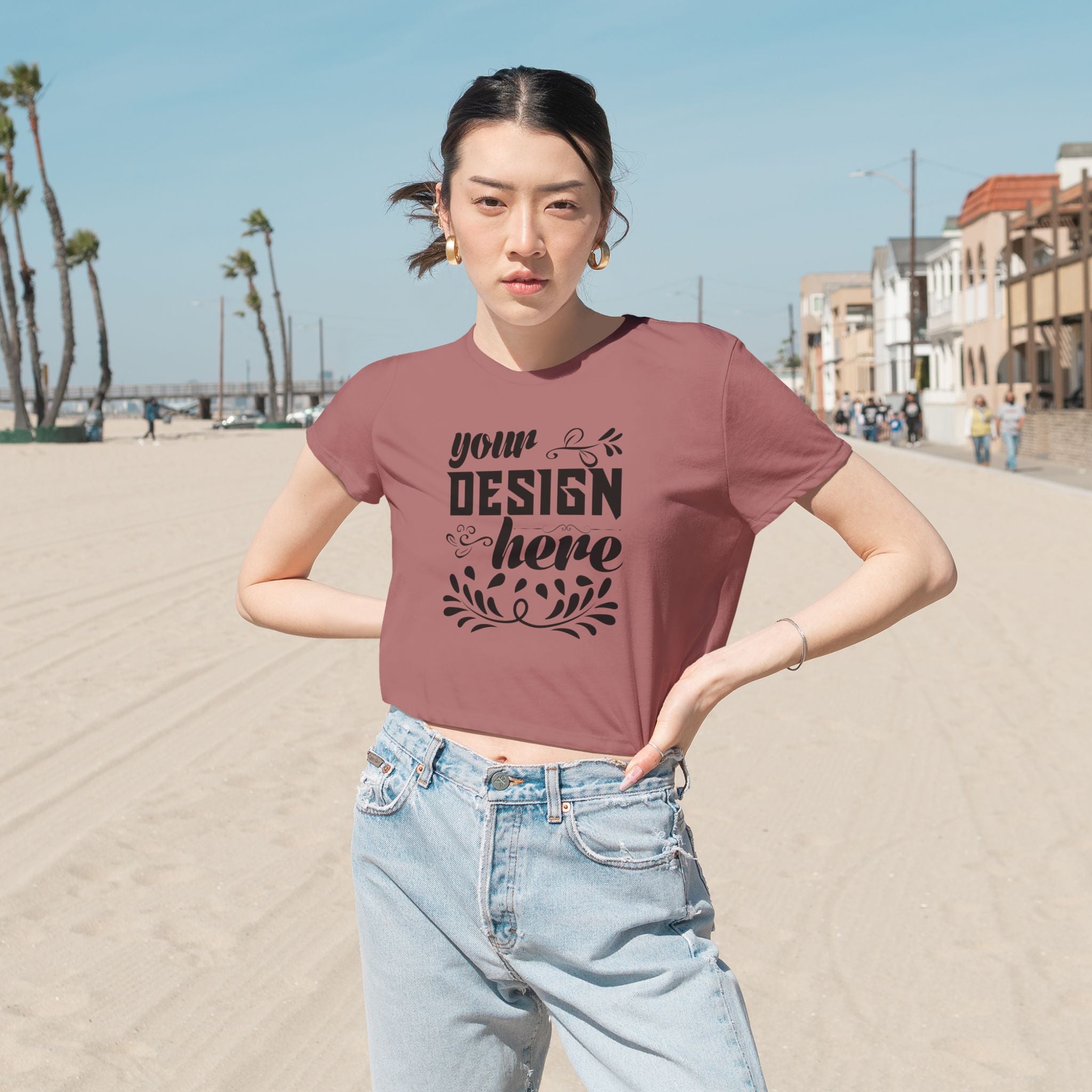 Customizable Bella+Canvas 8882 Womens Flowly Cropped Tee Side Seams