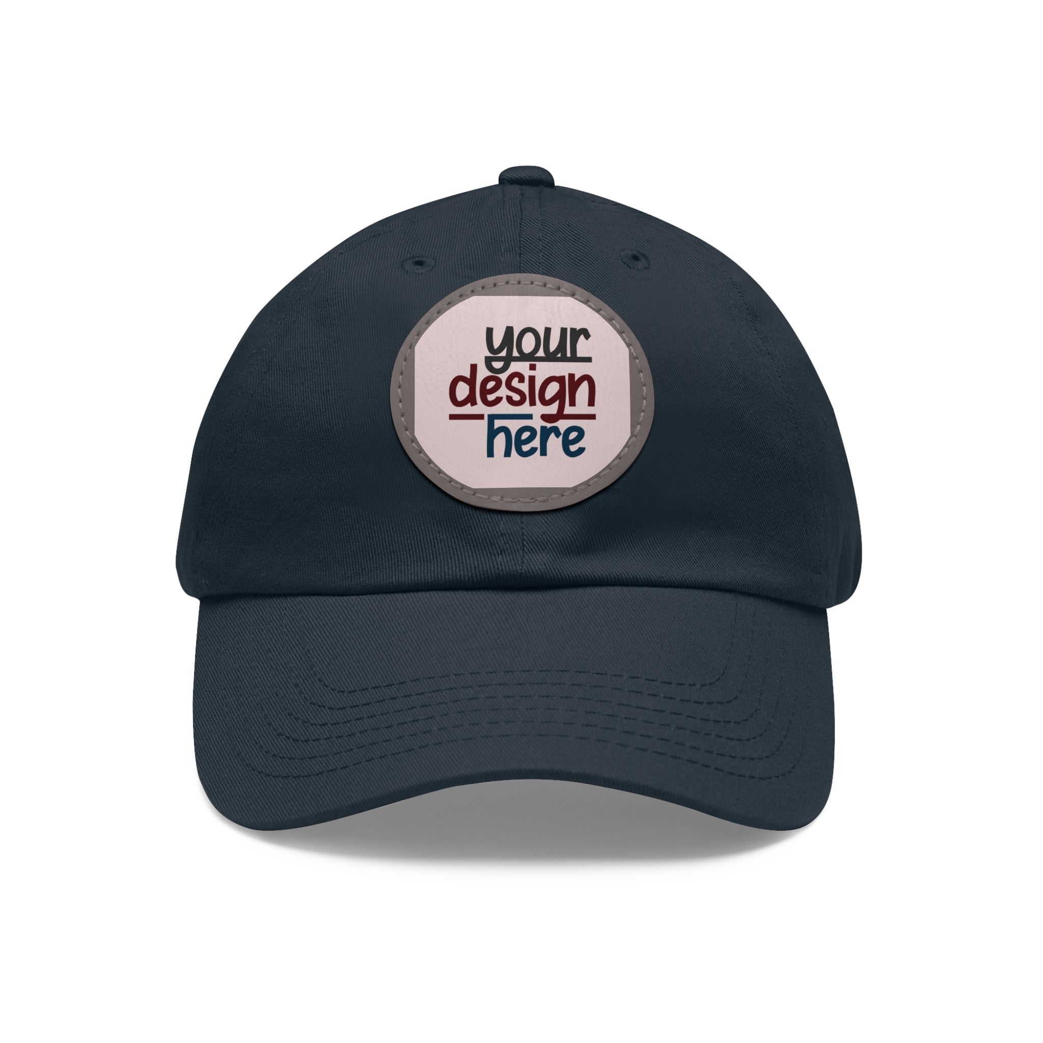 Customizable ValuCap VC300A Dad Hat with Round PU Leather Patch Front