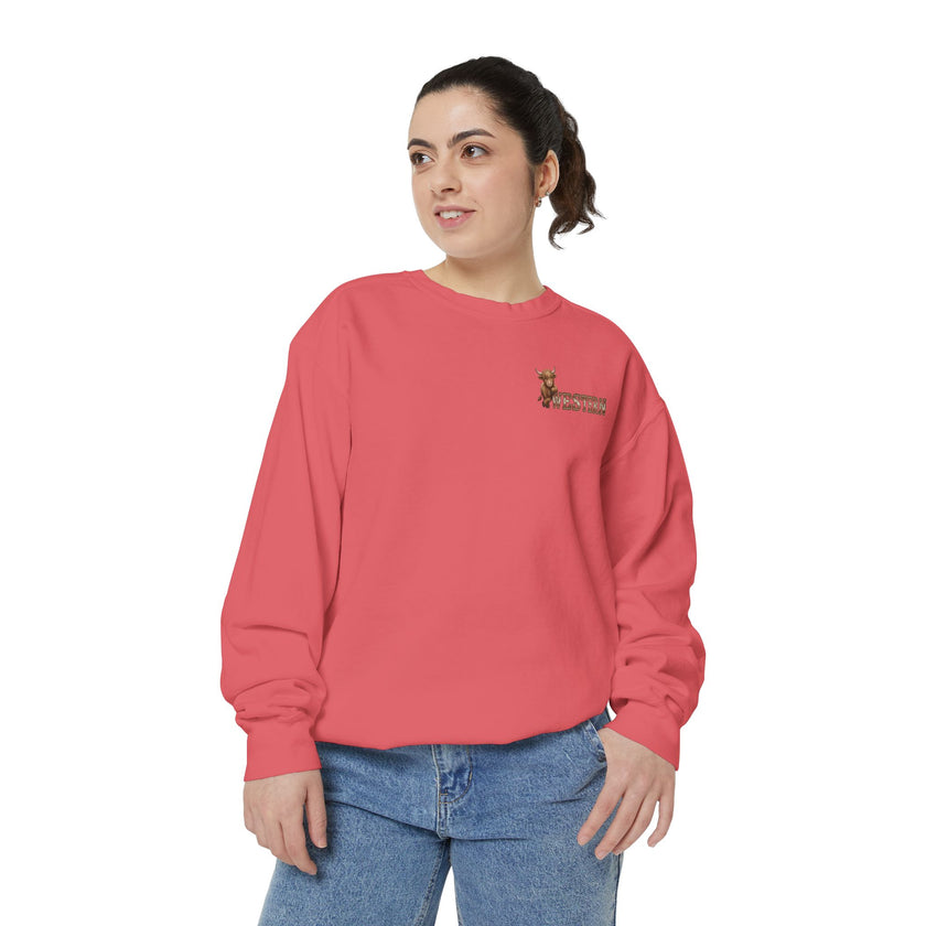 Western Highland Cow Graphic Sweatshirt – Rustic Casual Pullover