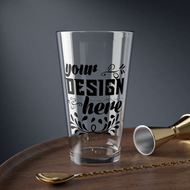 Customizable 16oz Clear Glass Mixing Glass with Heavy Base Tumbler