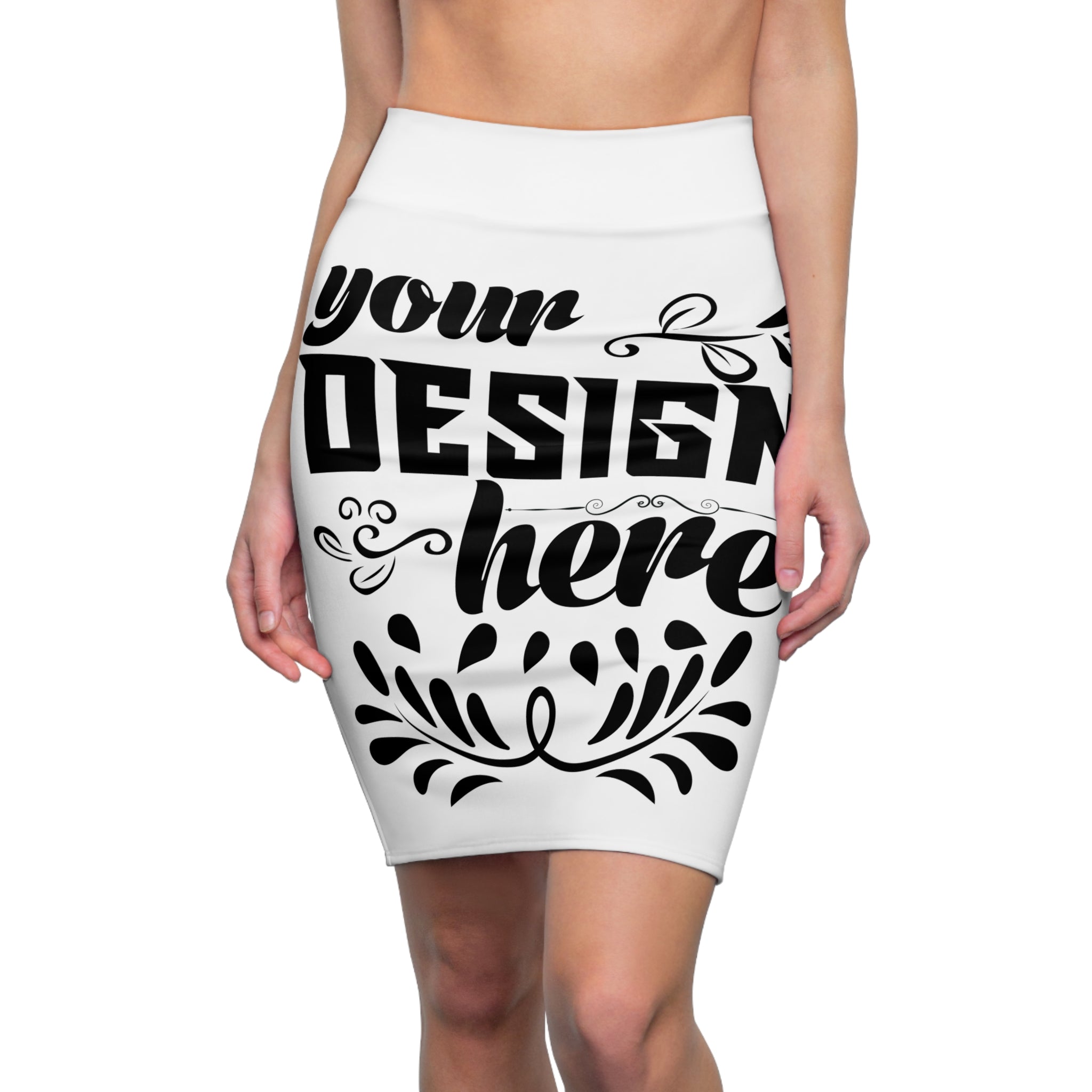 Customizable Women’s Pencil Skirt AOP Stretch Mid Waist Fit Clean Silhouette