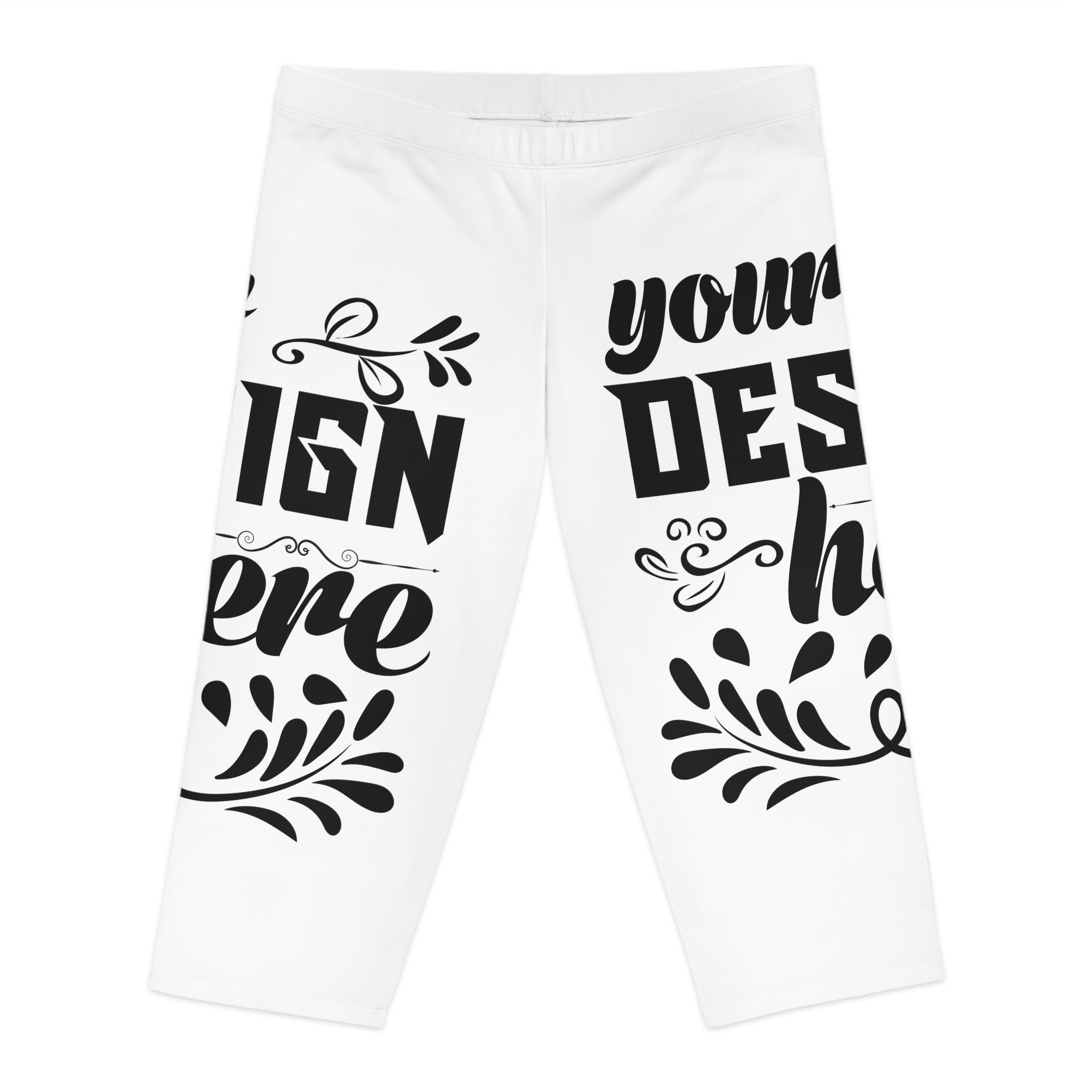 Customizable Women’s Mid-Waist Capri Leggings AOP Polyester Elastane