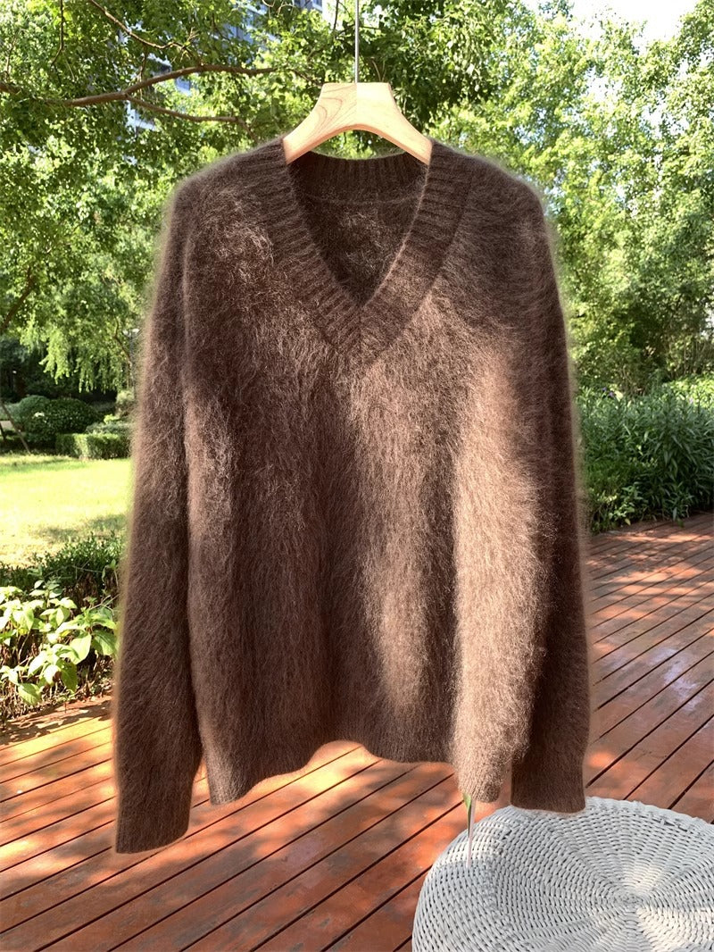 Nameria Womens Cashmere V Neck Sweater Pullover Long Sleeve