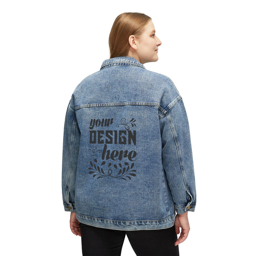 Customizable Women's Oversized Denim Jacket Relaxed Fit Stretch Blend