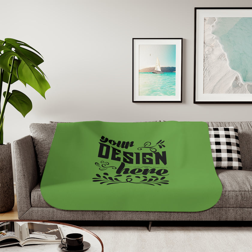 Customizable Sherpa Photo Blanket Two Color Options Grey or Beige