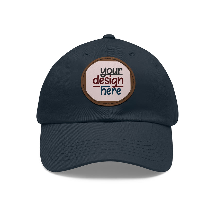 Customizable ValuCap VC300A Dad Hat with Round PU Leather Patch Front