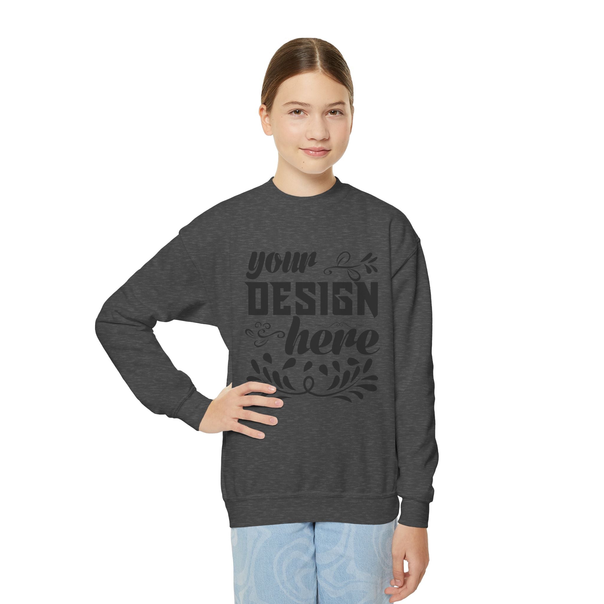 Customizable Gildan 18000B Youth Heavy Blend Crewneck Sweatshirt