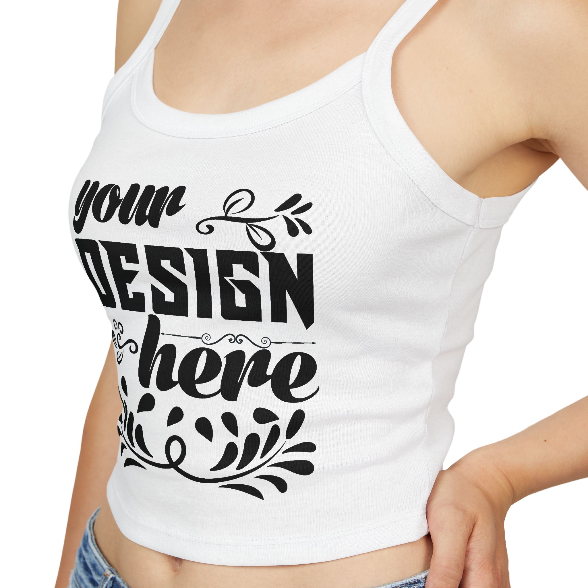 Customizable Bella+Canvas 1012 Womens Spaghetti Strap Tank Top Mid Length Fit