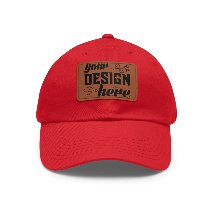 Customizable ValuCap VC300A Dad Hat with Faux Leather Patch Rectangle