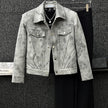 Nameria Men's Retro Tie-Dye Short Jacket with Lapel Collar