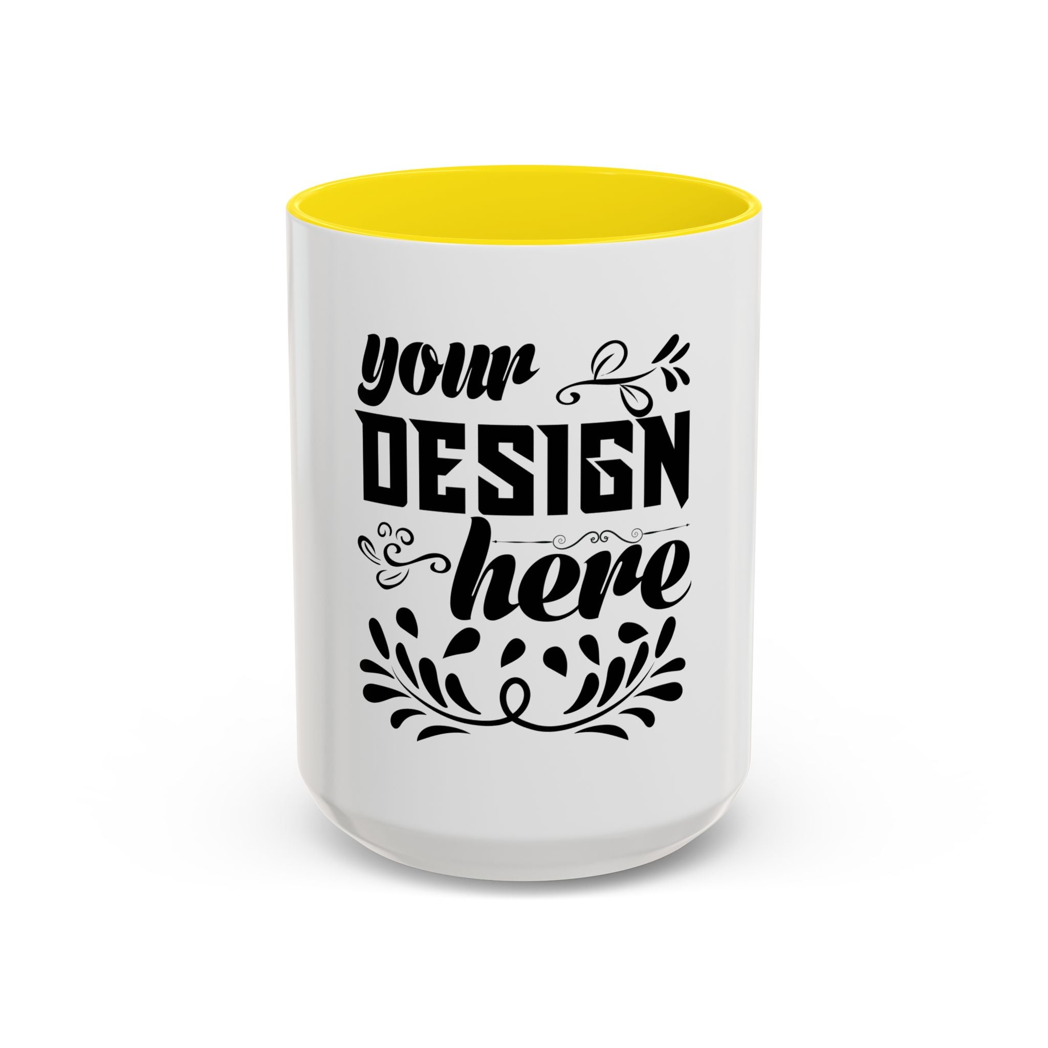 Customizable Accent Coffee Mug 11oz and 15oz Colored Interior Handle
