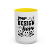 Customizable Accent Coffee Mug 11oz and 15oz Colored Interior Handle