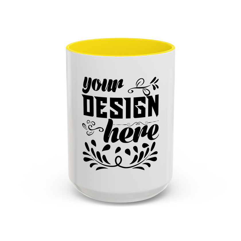 Customizable Accent Coffee Mug 11oz and 15oz Colored Interior Handle