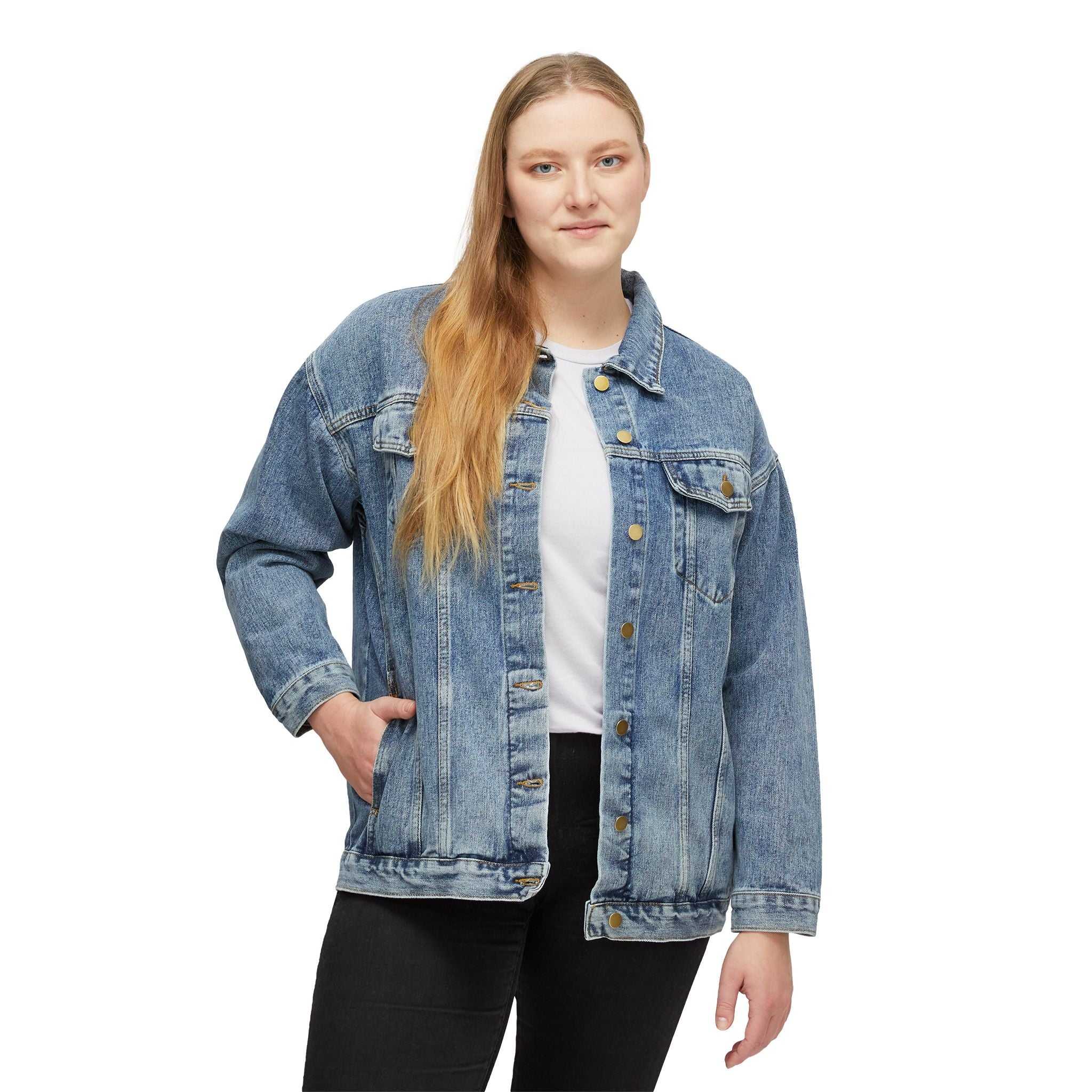Customizable Women's Oversized Denim Jacket Relaxed Fit Stretch Blend
