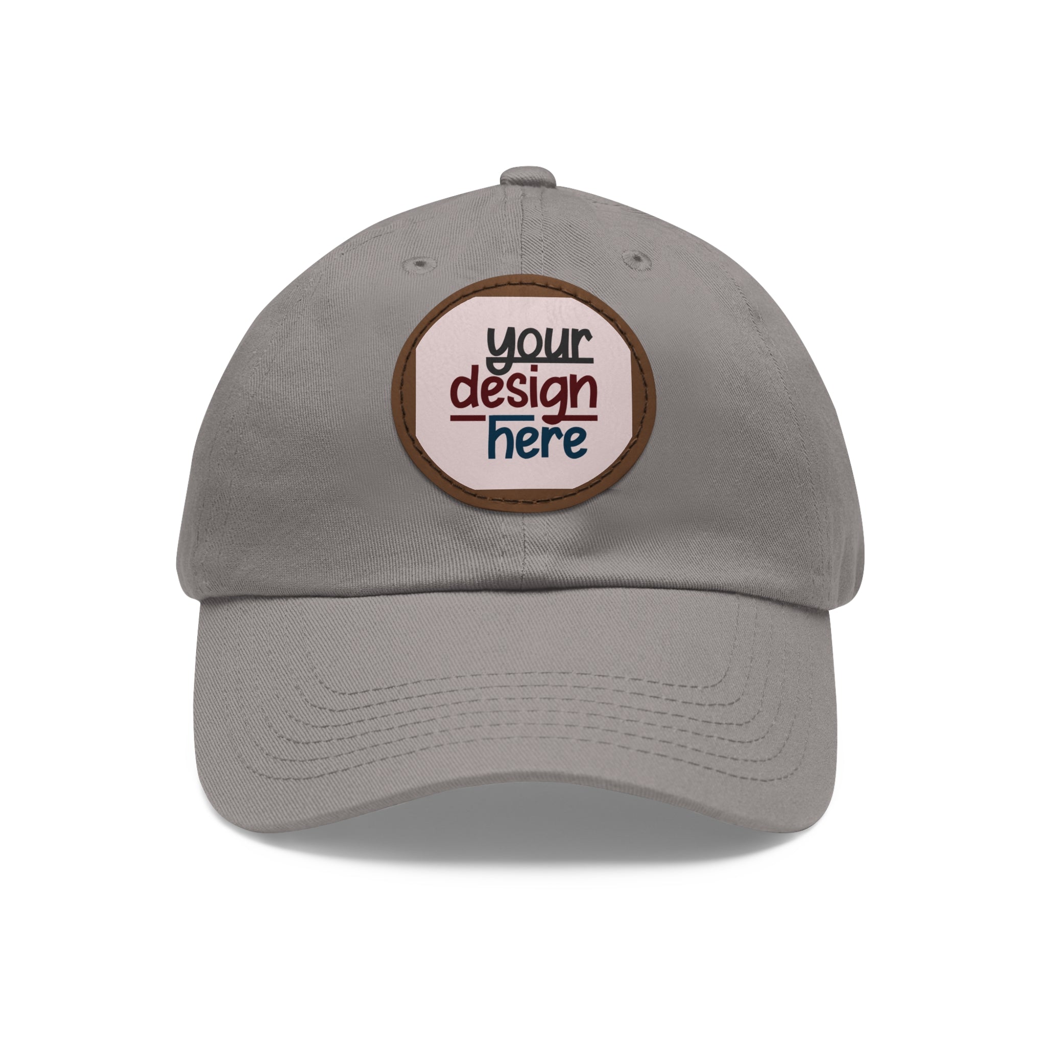 Customizable ValuCap VC300A Dad Hat with Round PU Leather Patch Front