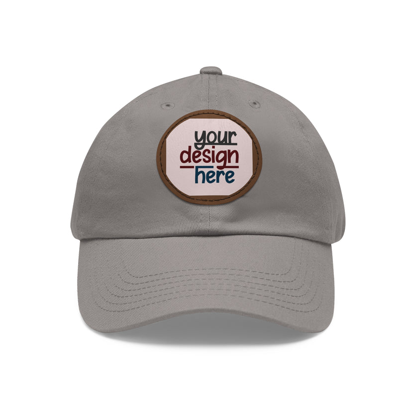 Customizable ValuCap VC300A Dad Hat with Round PU Leather Patch Front
