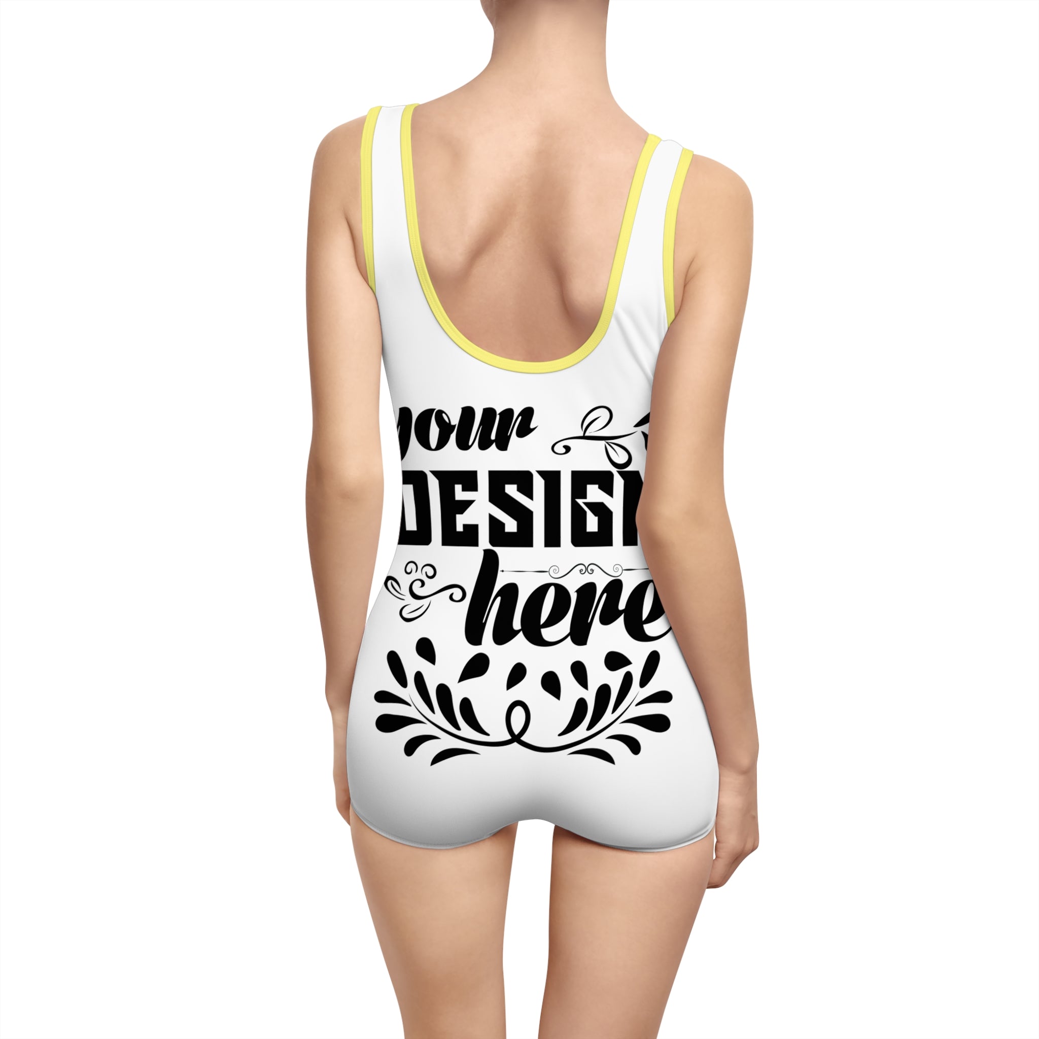 Customizable Womens Vintage One Piece Swimsuit U Back Boyshort