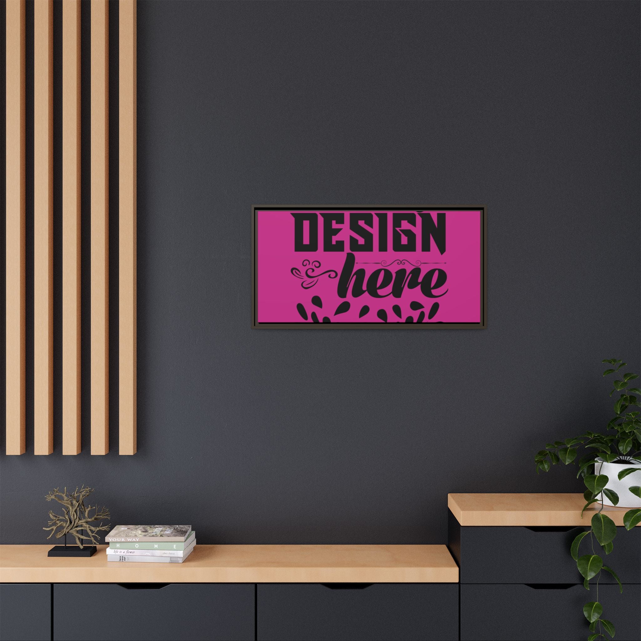 Customizable Framed Matte Canvas Print with Pinewood Frame Sawtooth Hanger