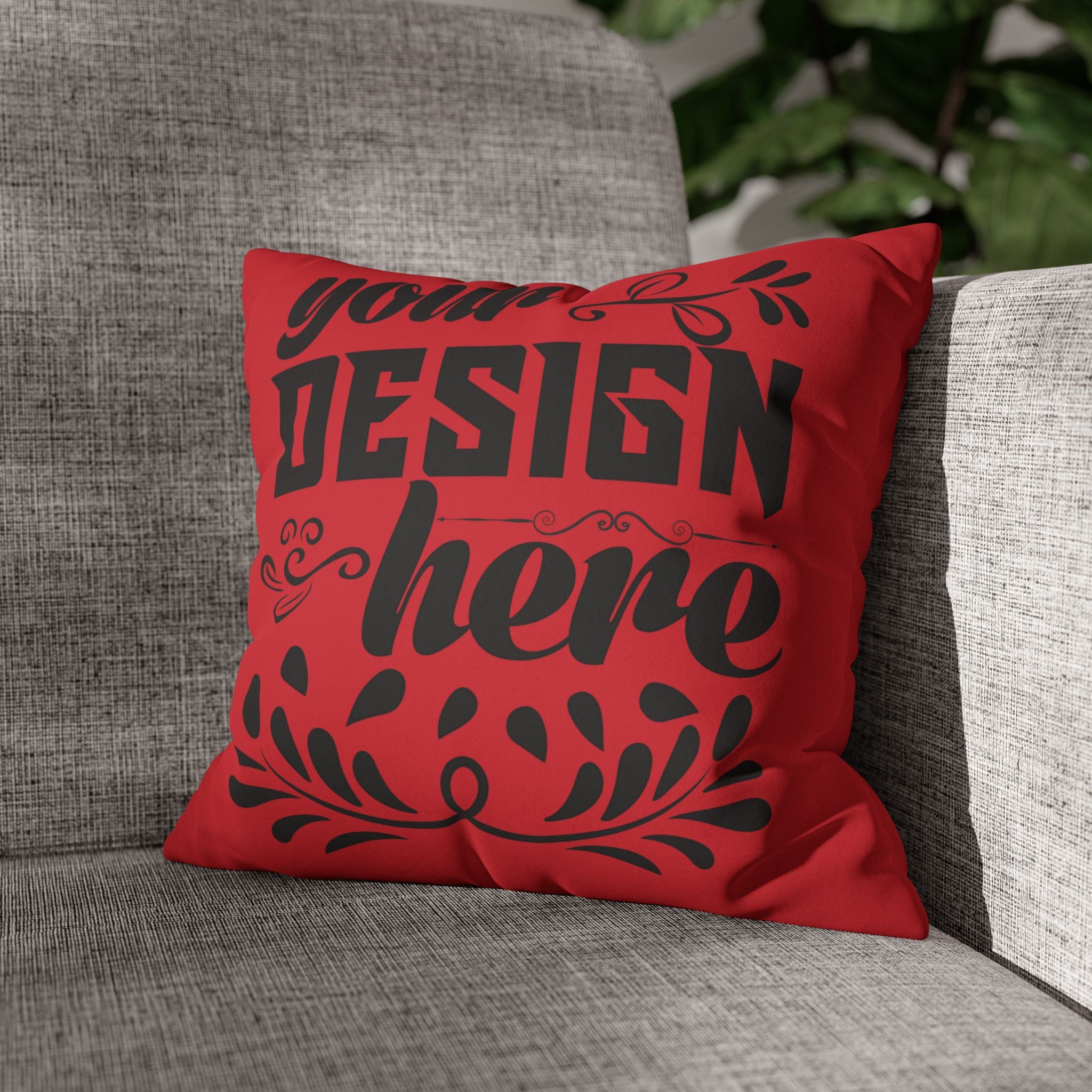 Customizable Faux Suede Square Pillowcase with Concealed Zipper Closure