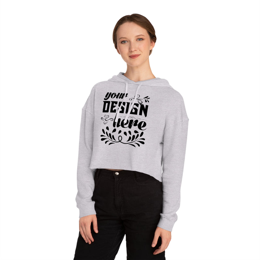 Customizable Independent Trading Women Cropped Hooded Sweatshirt