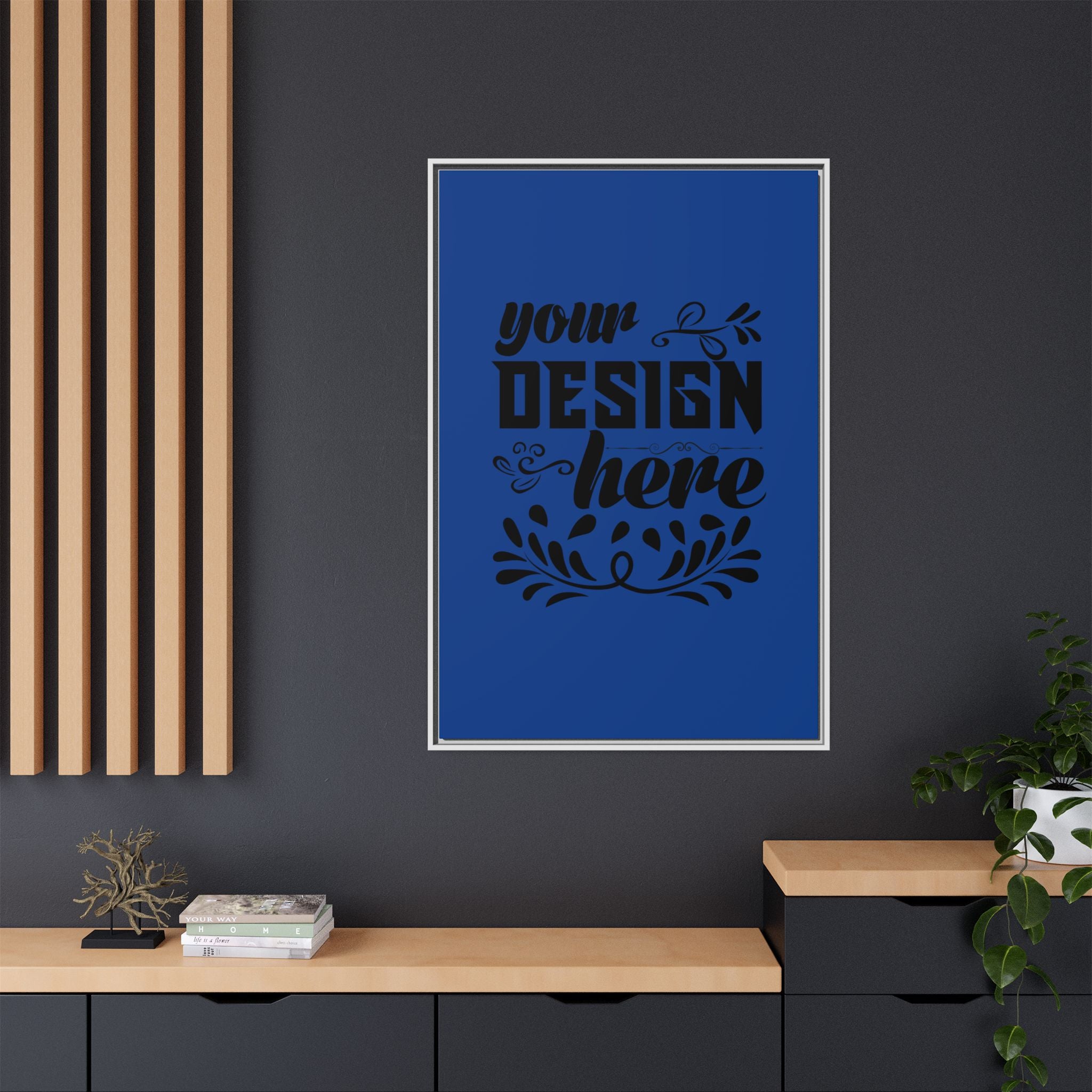 Customizable Framed Matte Canvas Print with Pinewood Frame Sawtooth Hanger