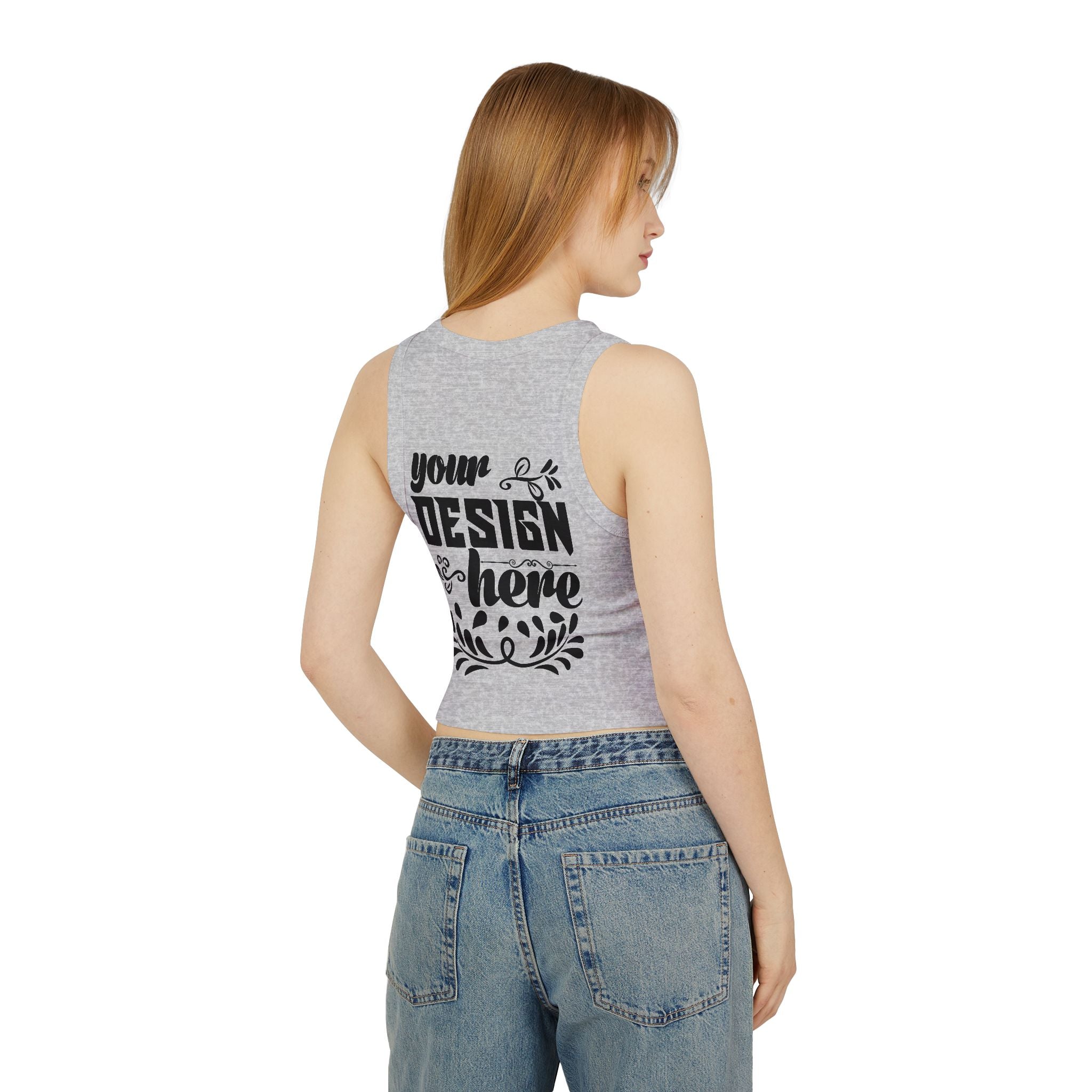 Customizable Bella+Canvas 1019 Womens Micro Rib Racer Tank Top Mid Length Fit