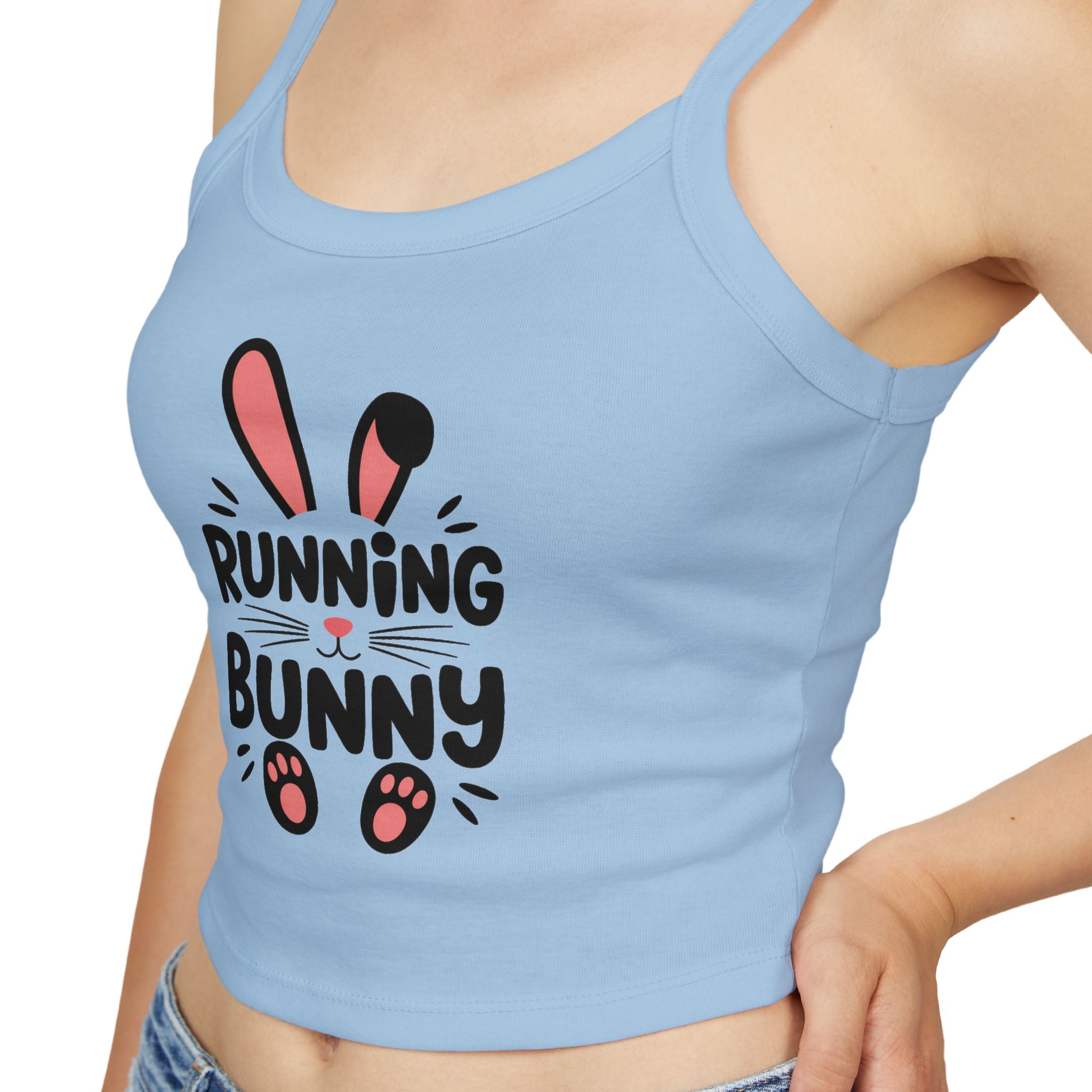 Bella+Canvas 1012 Spaghetti Strap Tank Top Running Bunny Graphic Print
