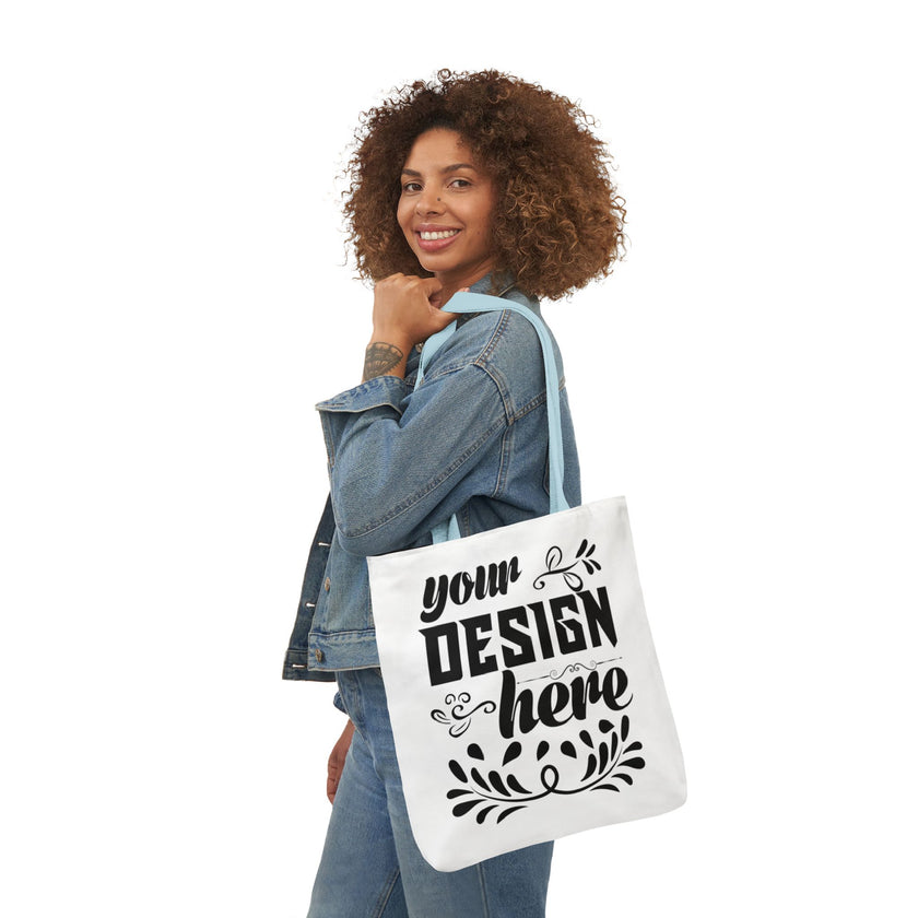 Customizable Canvas Tote Bag With 5 Color Strap Options All Over Print