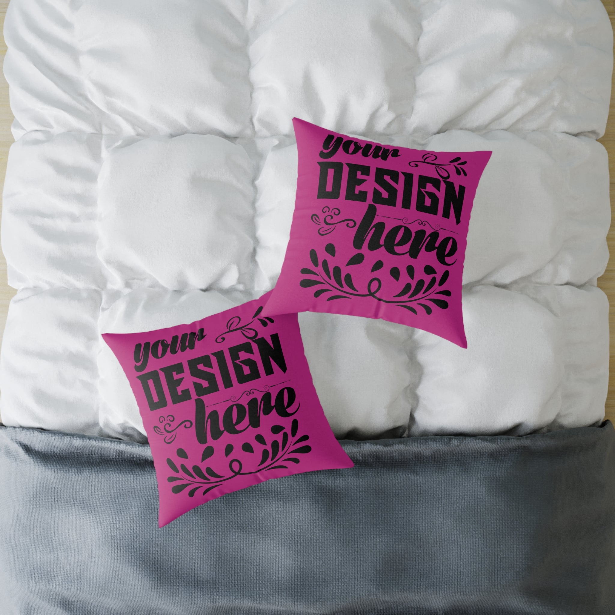 Customizable Square Poly Canvas Pillow with Insert Double-Sided Print