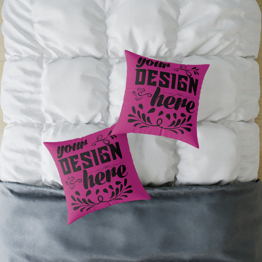 Customizable Square Poly Canvas Pillow with Insert Double-Sided Print
