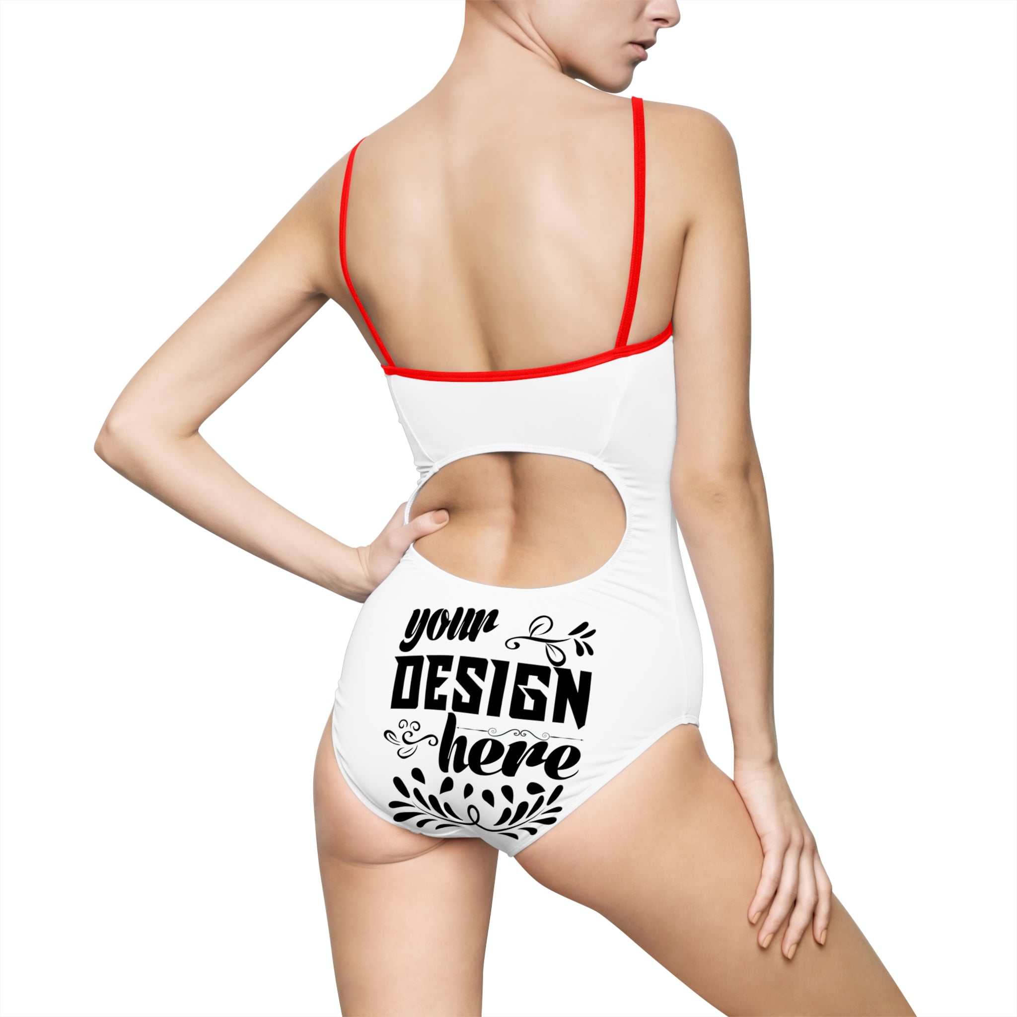 Customizable Women One-Piece Swimsuit With Back Cutout AOP