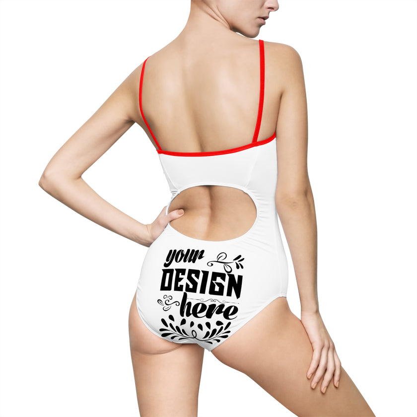 Customizable Women One-Piece Swimsuit With Back Cutout AOP