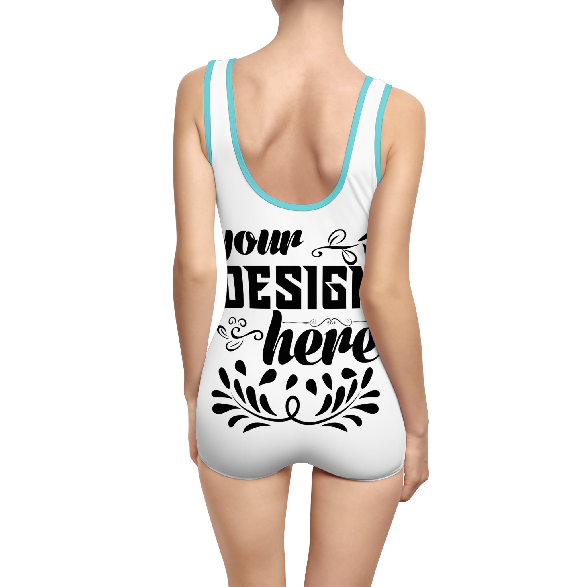 Customizable Womens Vintage One Piece Swimsuit U Back Boyshort