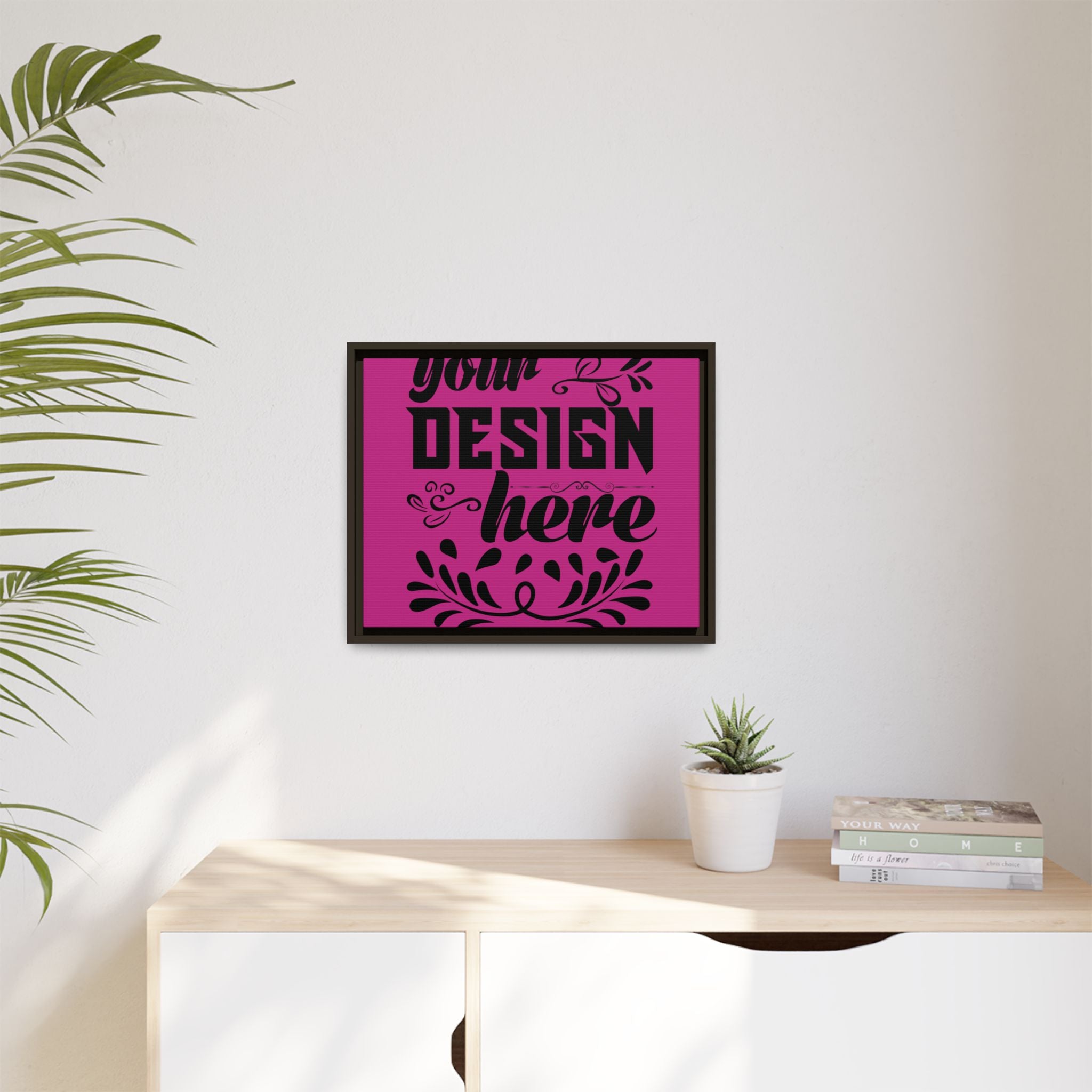 Customizable Framed Matte Canvas Print with Pinewood Frame Sawtooth Hanger