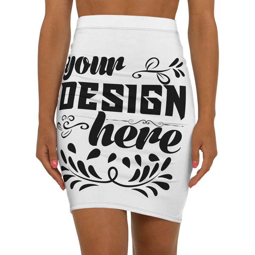 Customizable Women’s Mid-Waist Pencil Skirt AOP Stretch Slim Fit Everyday