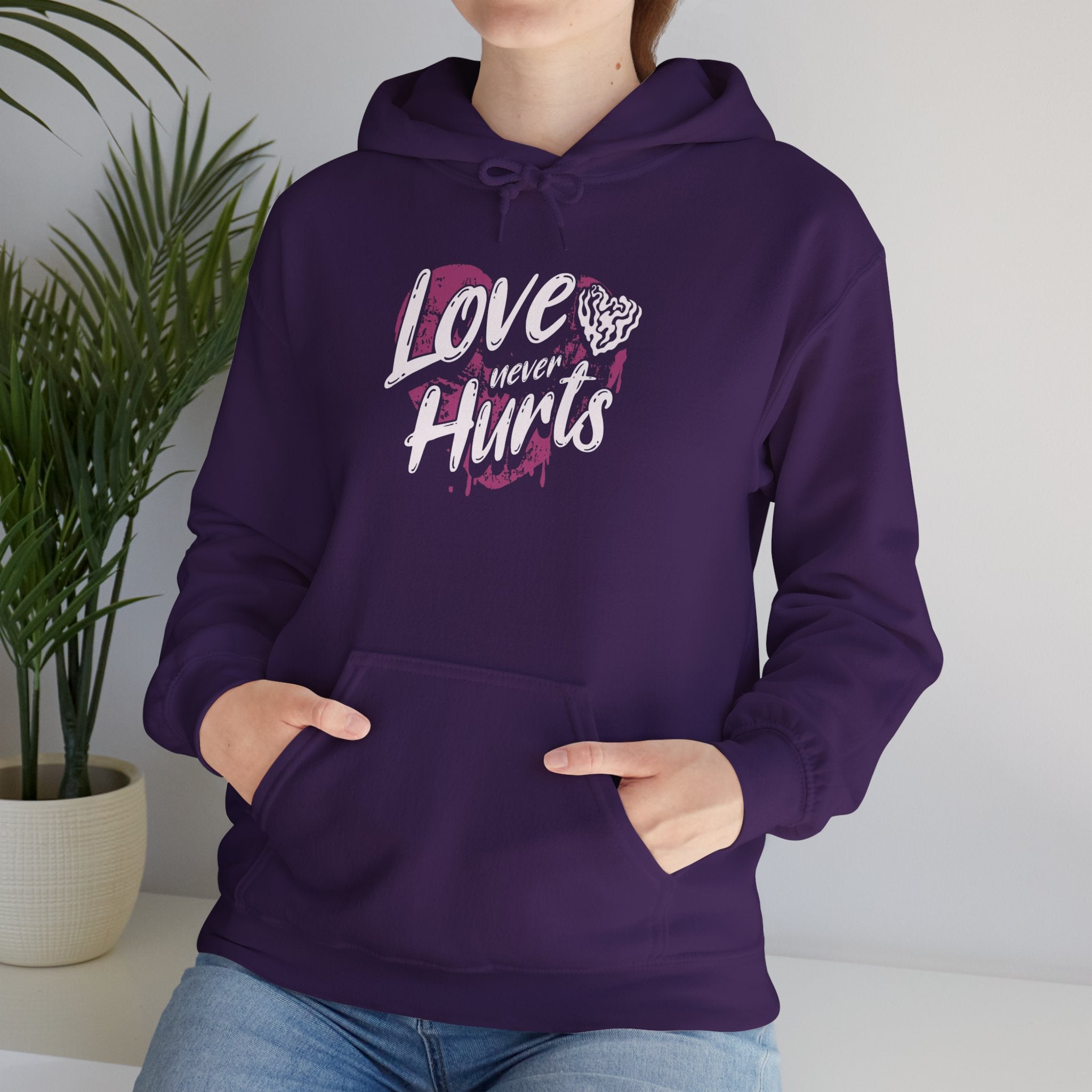 Gildan 18500 Unisex  Hooded Sweatshirt | Love Never Hurts Graphic Print