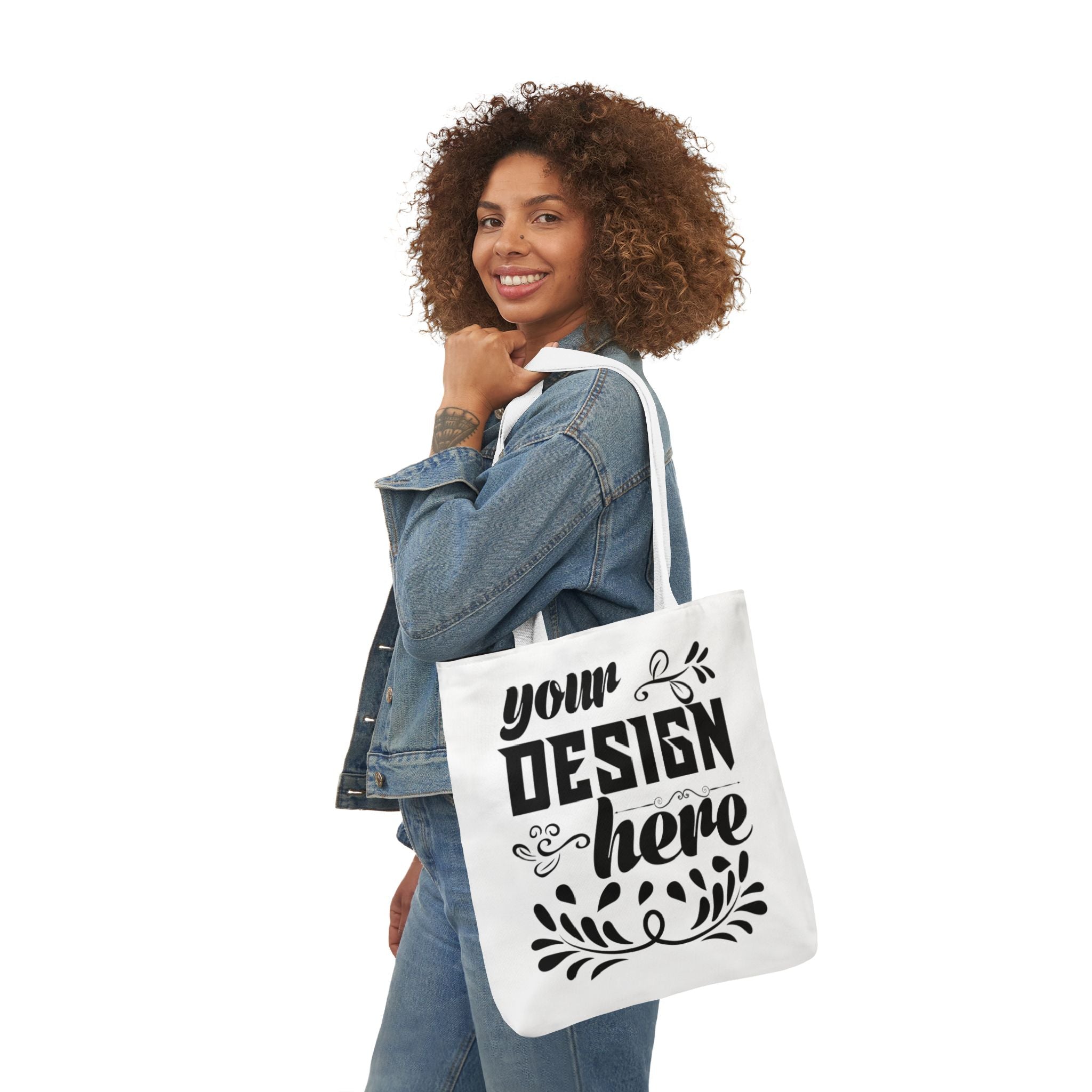 Customizable Canvas Tote Bag With 5 Color Strap Options All Over Print