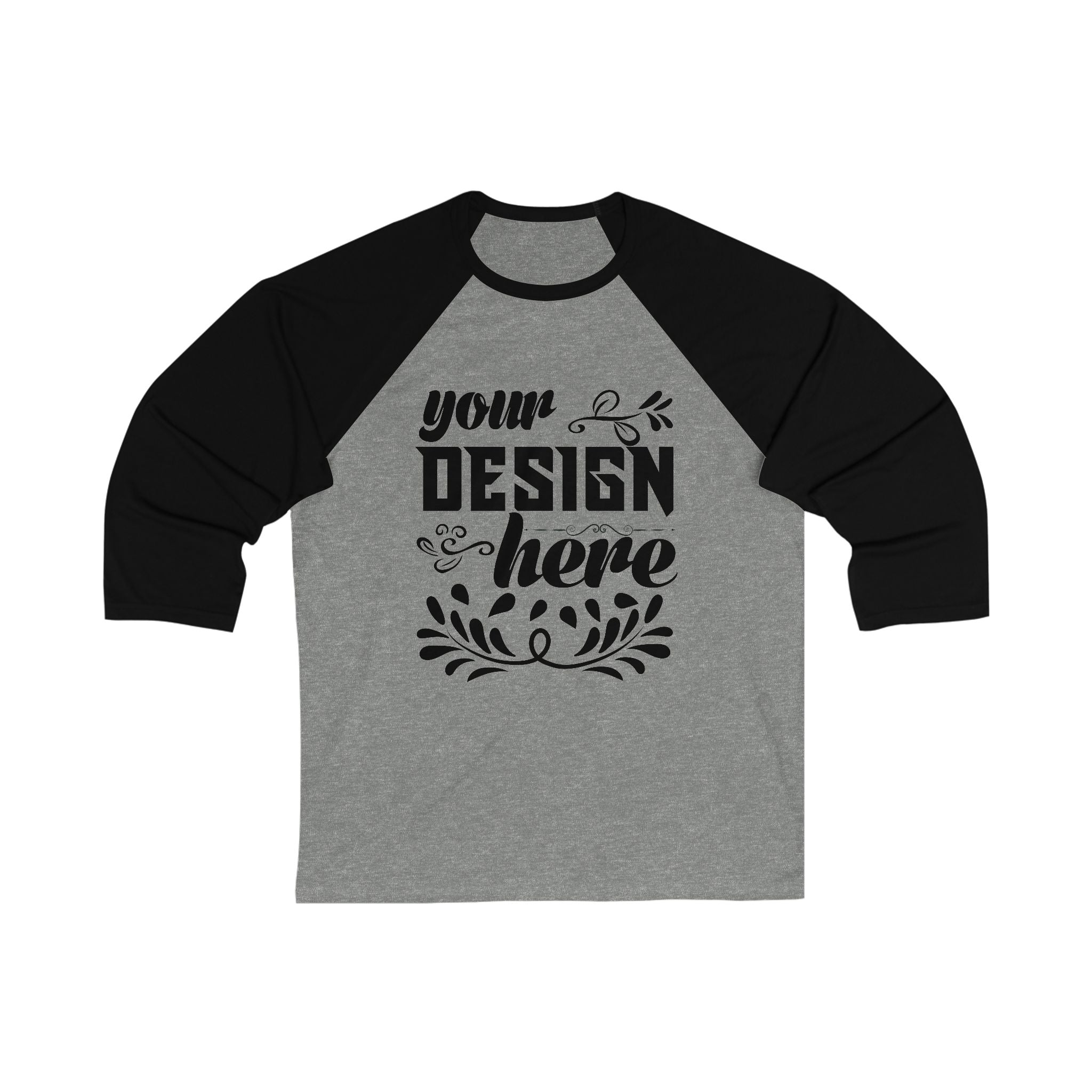 Customizable Bella+Canvas 3200 Unisex 3\4 Sleeve Baseball Tee Modern Fit