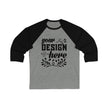 Customizable Bella+Canvas 3200 Unisex 3\4 Sleeve Baseball Tee Modern Fit