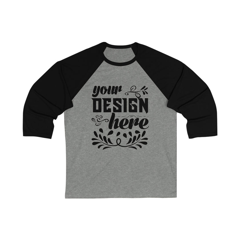 Customizable Bella+Canvas 3200 Unisex 3\4 Sleeve Baseball Tee Modern Fit