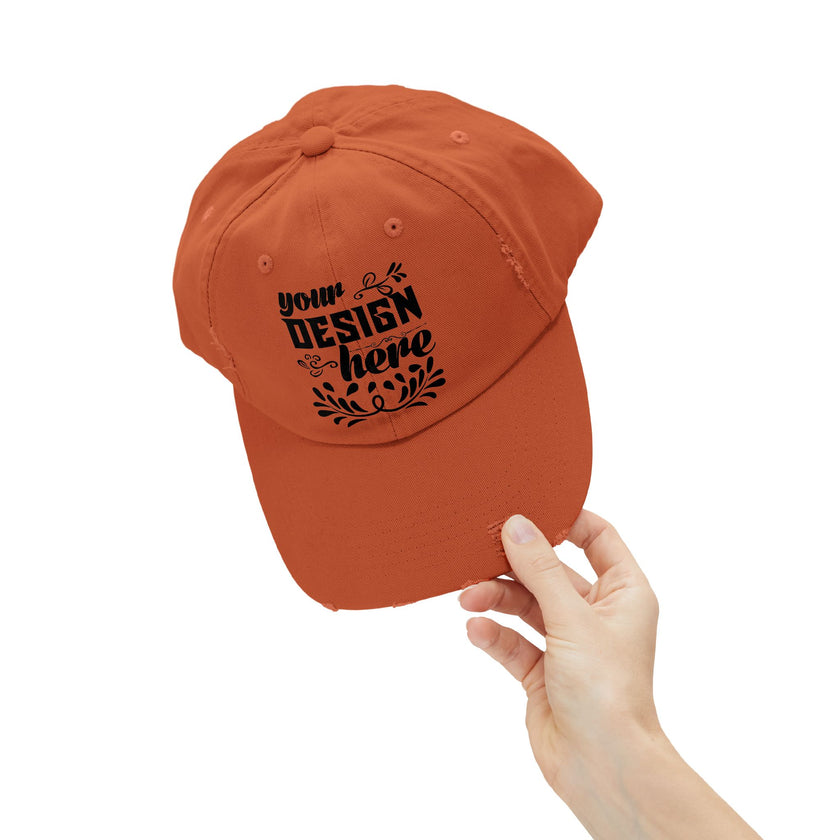 Customizable District DT600 Distressed Cotton Cap for Personalized Style