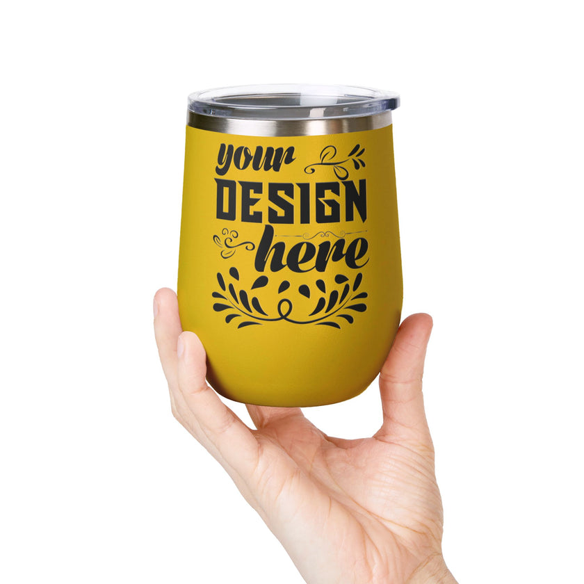 Customizable Polar Camel 12oz Stainless Steel Wine Tumbler Cup Lid