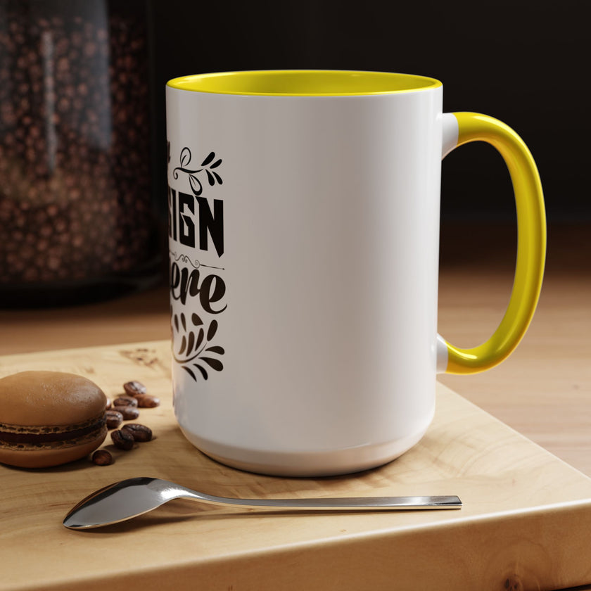 Customizable Accent Coffee Mug 11oz and 15oz Colored Interior Handle